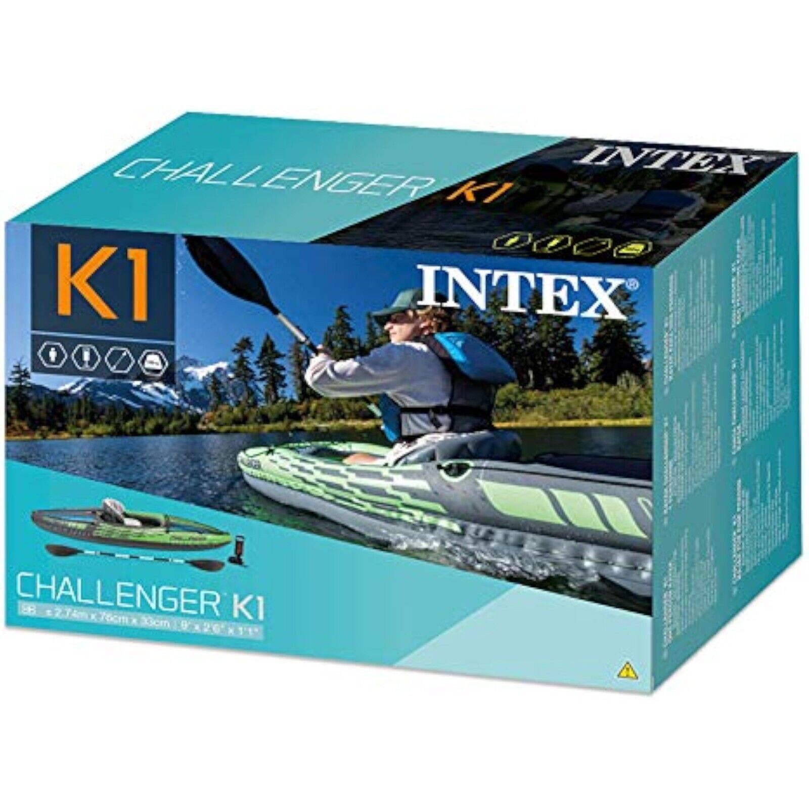 Intex Kajak Challenger K1 Set Schlauchboot Paddelboot Alu Paddel Pumpe NEU