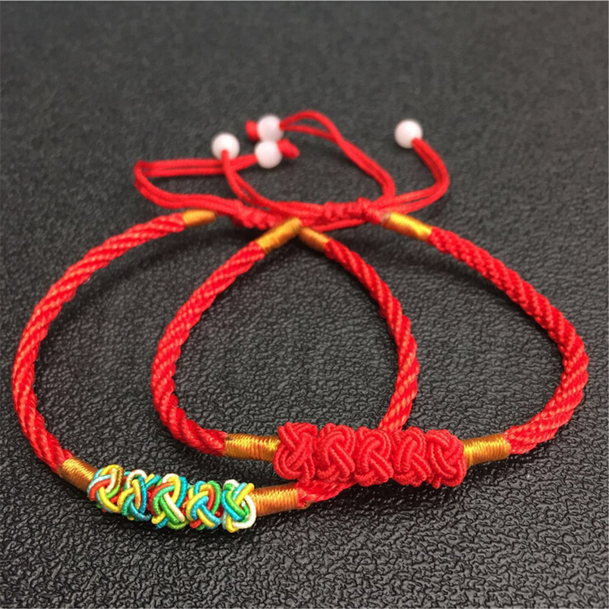 2pcs Red Colourful Chinese Lucky Red Thread Good Luck Rope Feng Shui  Bracelet