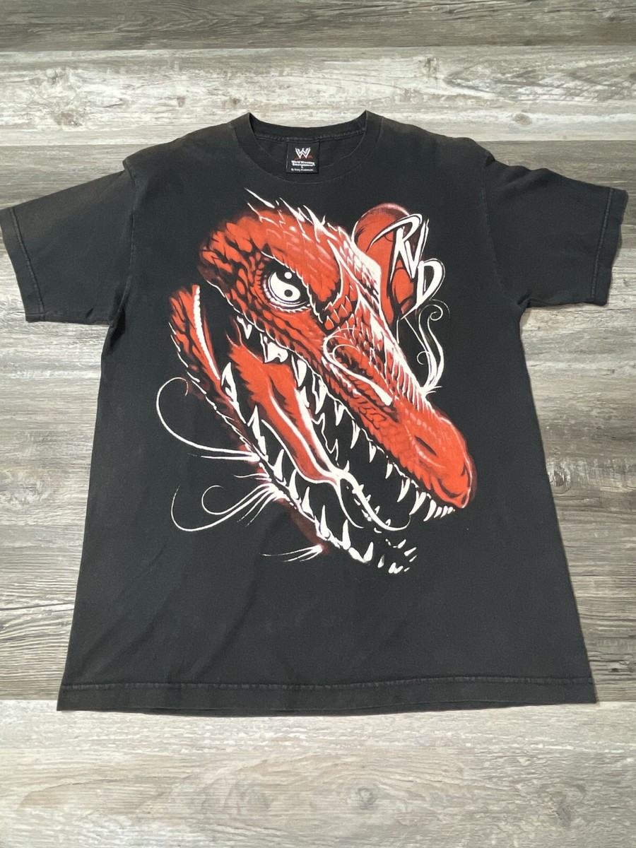 Vintage Y2K WWE Rob Van Dam RVD Dragon Wrestling Shirt Fader Size 