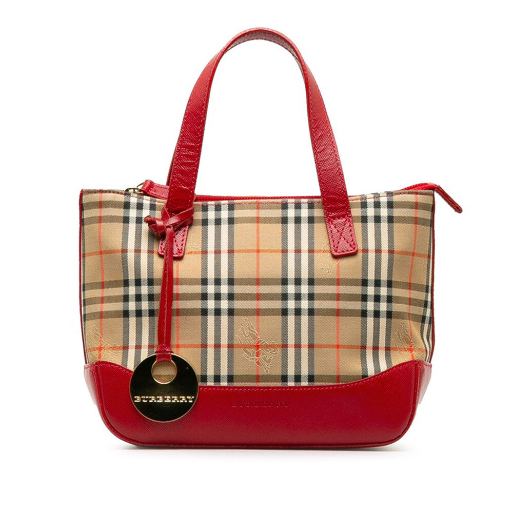 Used Burberry Handbag Mini Nova Check AB Rank Beige Red BURBERRY Women s
