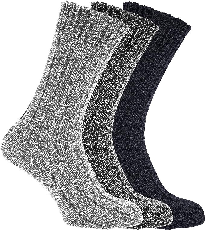 Mens 3 Pairs Warm Long Boot Lambs Wool Blend Socks Extra thick winter