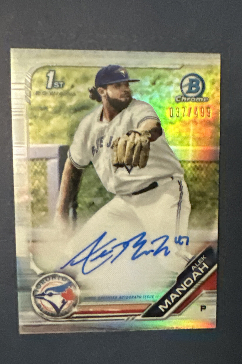 2019 Bowman Chrome Draft Alek Manoah Refractor RC Auto 37/499 Blue Jays