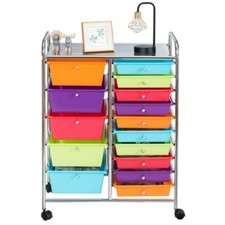 15 Drawer Rolling Storage Cart Organizer Office Rolling Cart Multicolor Drawers