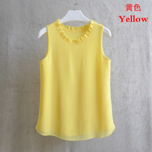 Lady Double Layer Chiffon Tank Top Vest Camisole Ruffle Basic T Shirt Loose Fit - Picture 7 of 36