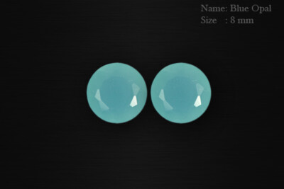 8 MM SCINTILLATING NO TREATMENT NATURAL PARAIBA BLUE PERU'' OPAL MATCHING PAIR !!