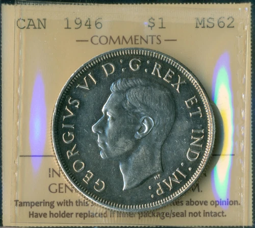 1946 Canada Silver Dollar, King George VI, ICCS Certified MS62  XPX 404