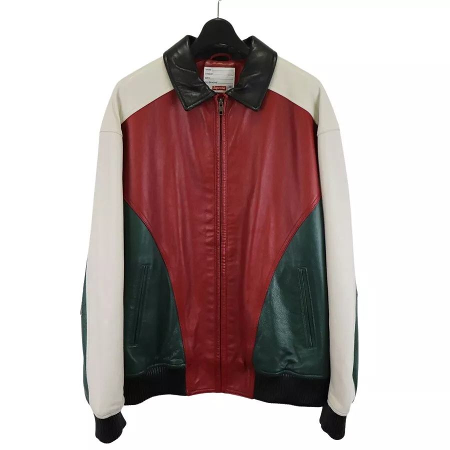 Veste en cuir avec logo arc clouté suprême 2018SS peau de mouton taille L OCCASION 202503R