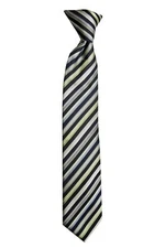 Bergamo Boys' 100% Silk Striped Neck Tie Green Blue Multi 2 3/4" x 14 1/2"