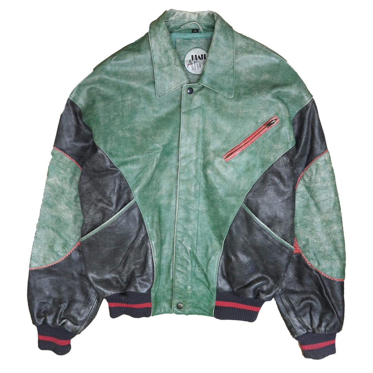 Vintage Man Alive Chill Out Leather Bomber Jacket Size 38 Vintage Man Alive Chill Out Leather Bomber Jacket Size 38