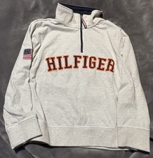 Tommy Hilfiger Size S 8-10 Boys Gray Cotton Blend 1/2 Zip Athletic Pullover