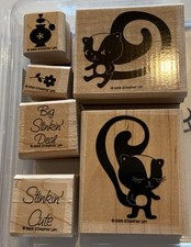 Stampin Up Stinkin Cute Rubber Wood 6 Piece stamp set-Preowned-2006