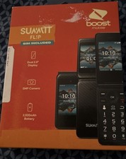 New/Sealed - Boost Mobile Summit Flip, 8GB, Black - Prepaid Phone -Sim Included