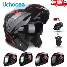 DOT Certified Motorcycle Helmet Modular Flip Double Lens Cross Section Safety