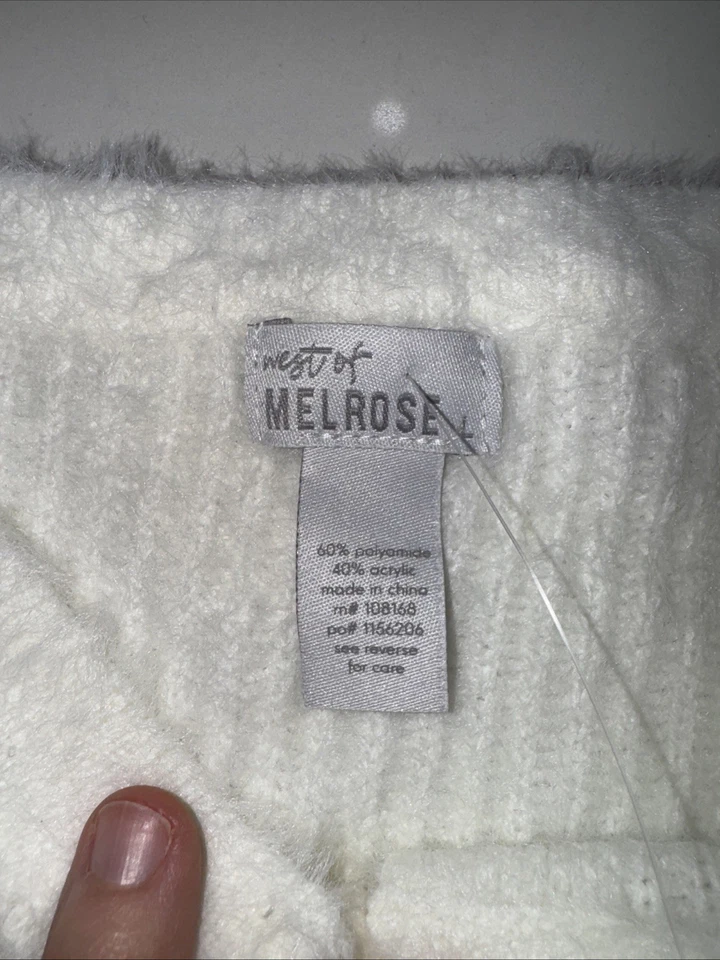 WOMEN'S SIZE LARGE MELROSE WEST OF MELROSE FUZZY TIE FRONT CARDIGAN - CREAM - Image 2 of 4
