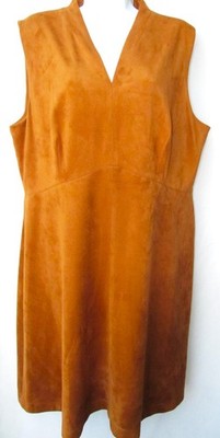 NWT Alex Marie 18 Faux Suede Dress VNeck Slvless Lined Back Zip Chestnut Short