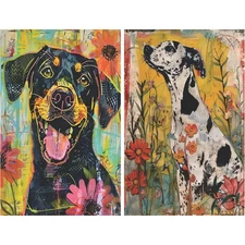 Abstract Dogs #1 | A4 Mulberry Rice Paper | Paper for Decoupage