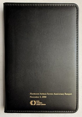 Northwest Airlines Leatherette Writing Pad - Credit Union Service Banquet 2000