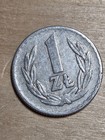 Poland 1 Zloty coin, 1966. Y# 49.1, aluminum. The White Eagle coat of arms. — photo 1