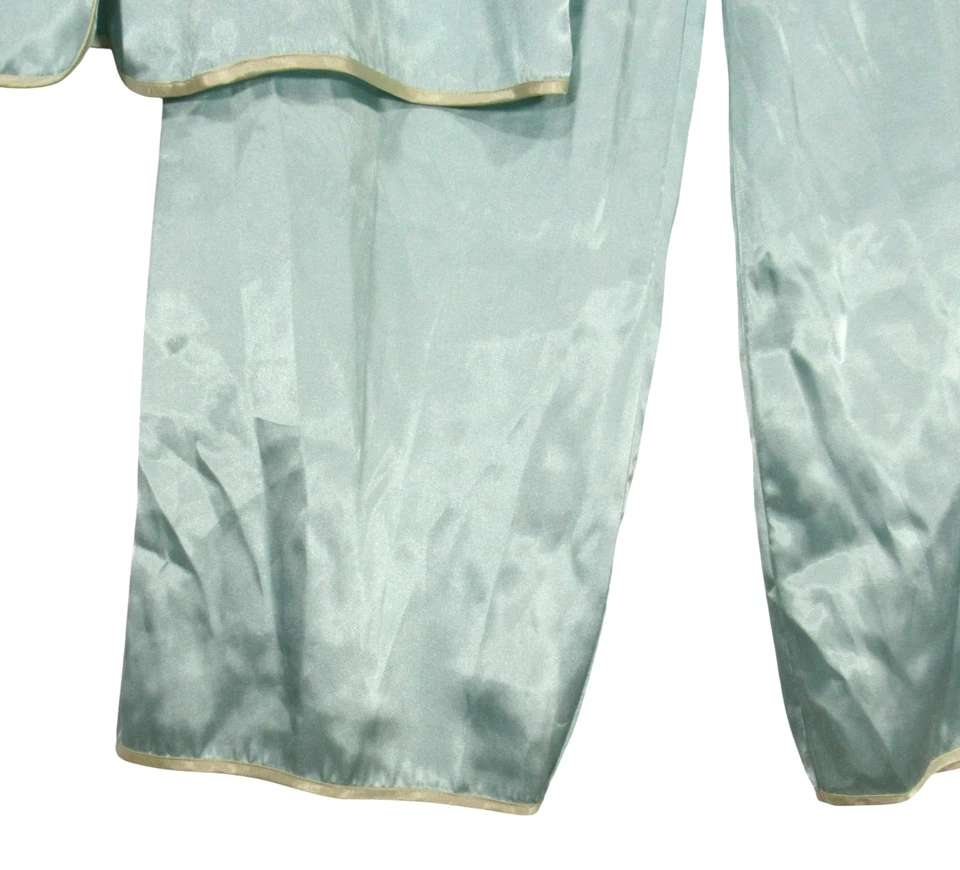 JONES NEW YORK Aqua SATINADO Abotonado 1 Bolsillo Salón PIJAMA CONJUNTO CAMISA/PANTALÓN Talla L Foto 4 de 4