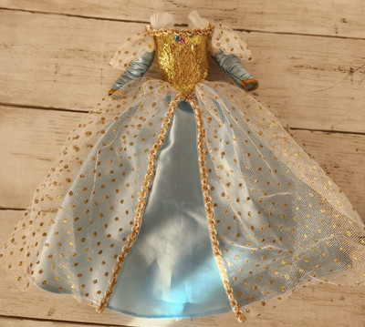 1996 Barbie as Cinderella Blue Gold Dress Gown Doll Size READ