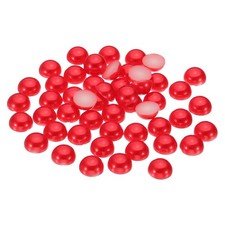150Pcs Flatback Pearls Beads, 14mm Flatback Pearls, Red