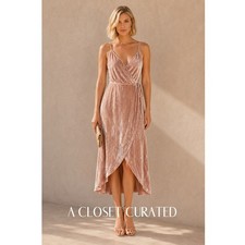 Reformation Anoush Velvet Midi Dress Pink Blush NWT Medium