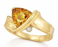 GENUINE 3.65 Cts CITRINE  DIAMOND RING SOLID 14K YELLOW GOLD - NWT