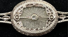 Vintage Sunray Frosted Art Deco CAMPHOR GLASS & Crystal Filigree Silvertn Brooch — photo 2