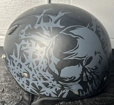 DOT Motorcycle Helmet XL Matte Black Skull & Crossbones Half Shell