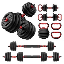 Adjustable Dumbbell Set, 45lbs Free Weight Set With Double Locknut, 5-in-1 Du...