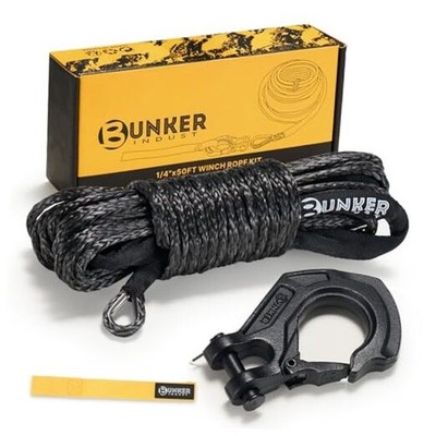  1/4'' x 50' Synthetic Winch Rope Kit,11023LBS Winch Line with Protective black