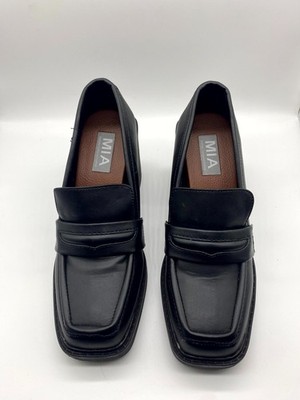 Mia Eria GS1253219 Women's US 9M Pump Black Casual Moc Toe Slip On Block Heel