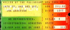 JON ANDERSON 1982 ANIMATION TOUR THE PALLADIUM / NEW YORK CITY TICKET STUB EX/NM