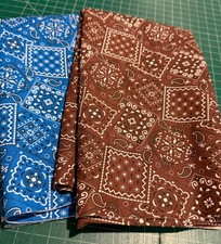 HALF YARD 100 cotton fabric by the HALF yard 18 x 44 Bandana Royal Choc BR 2 pc