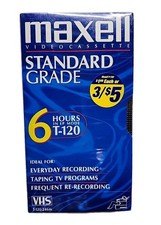 New Maxell Blank Video Cassette Standard Grade 6 Hour T-120 246m VHS Tape