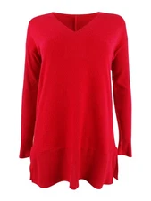 Vince Camuto Women's Ribbed V-Neck Tunic (XXS, Tulip Red)