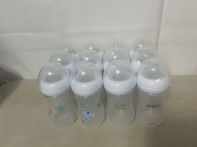 Lot Of 12 Avent Baby Bottles 9 Ounce Blue Green Elephants Stage 2/3 Nipples