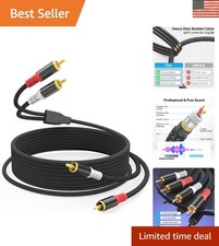 RCA Audio Cable 25FT - Dual Shielded Noise Free Braided Male to Male Audio Cord