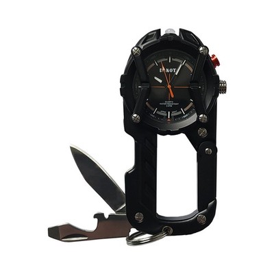 Multitool Clip Watch for Men   Black | 100ft Water Resistant Clip-On Watch