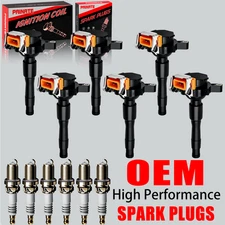 6X OEM Brand Ignition Coil & Iridium Spark Plug For BMW 323i 528i Z3 UF354 UF300