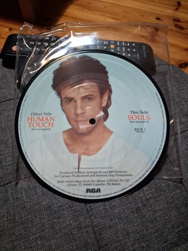 Rick Springfield 1984 "Human Touch" 7" Vinyl Picture Disc - Image 2 of 2