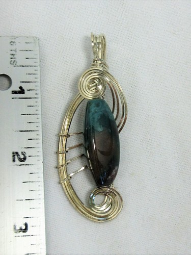 Bloodstone Pendant, Sterling Silver Wire Wrap, Stone of Centering, Abundance P10 - Picture 4 of 5