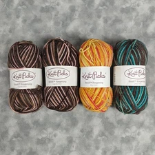 Colorful 4-Skein Knit Picks Stroll Fingering Cupcake/Blaze/Aloha Wool Yarn Lot