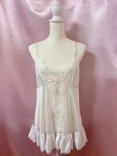 Vintage 1970s Lace Lingerie Camisole Bow Made in USA