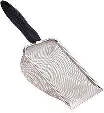 SunGrow Reptile Sand Scoop, Stainless Steel Fine Mesh Net 10.8" x 3.9", Black
