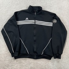 Adidas Vintage Mens XL Copa Soccer Track Jacket Black White Full Zip 3 Stripe