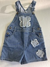 Vintage Y2K Girls Denim Shortalls Butterfly Appliqu Jean Overalls Size 4/5