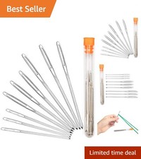 Large-Eye Blunt Needles 9-Pack in Stainless Steel - Perfect for Crochet Finish