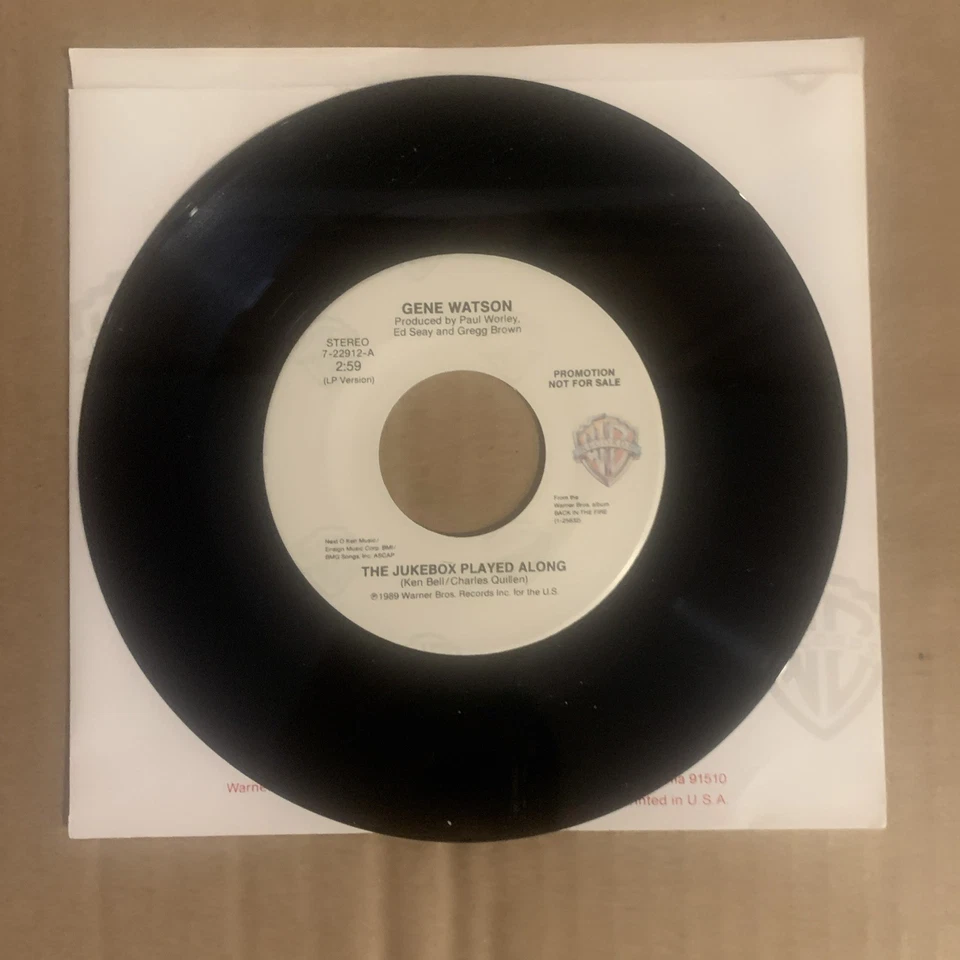 Gene Watson, 45 rpm, Promo, VG+, The Juke box Played Along, 7-22912 - Image 2 of 2