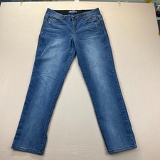 Democracy Ab Solution Jeans Womens 10 Blue Denim Straight Leg Distresse Stretch